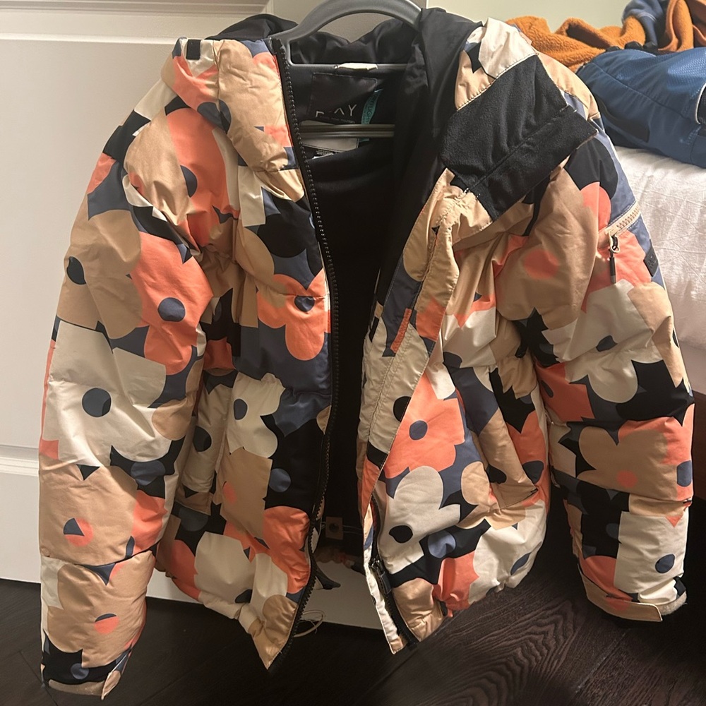 Roxy Floral Ski Jacket - Black, White, Orange